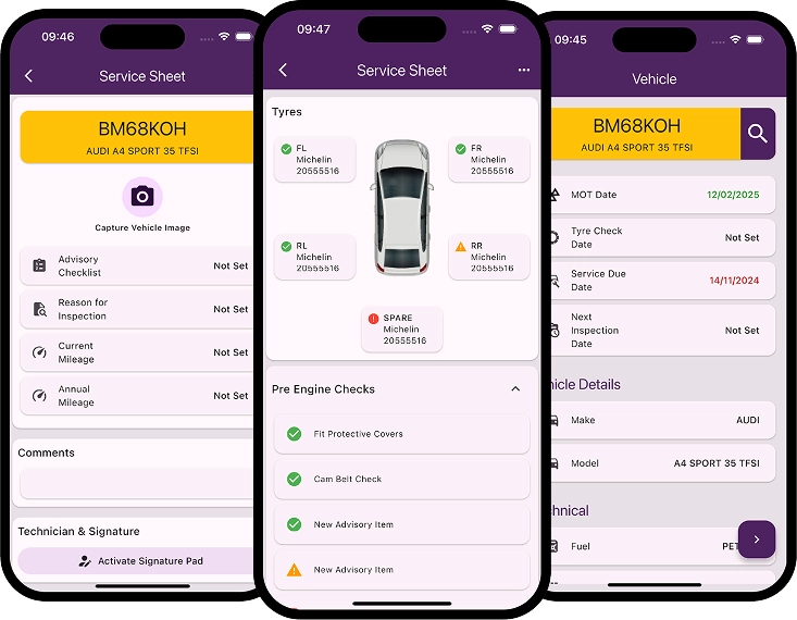 Mobile Platform app screens